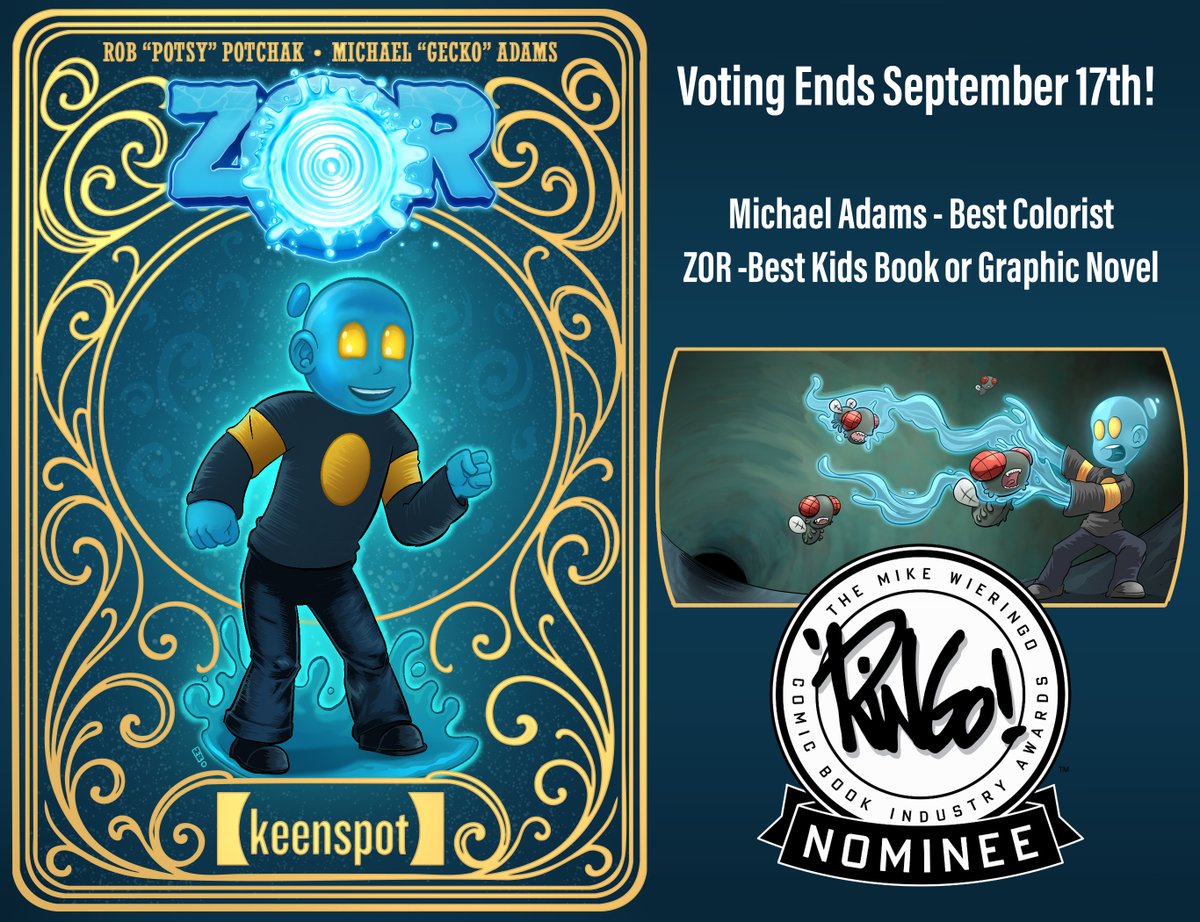 geckoadams's tweet image. If you haven&apos;t voted yet please consider me for best colorist and ZOR for best kids comic or graphic novel. Thank you to everyone who has voted and supported ZOR!  #ringoawards #keenspot
ringoawards.survey.fm/ringo-awards-2…