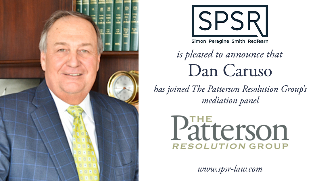 Dan Caruso joins The Patterson Resolution Group while continuing his work at SPSR. For more visit: spsr-law.com/our-insights/s….