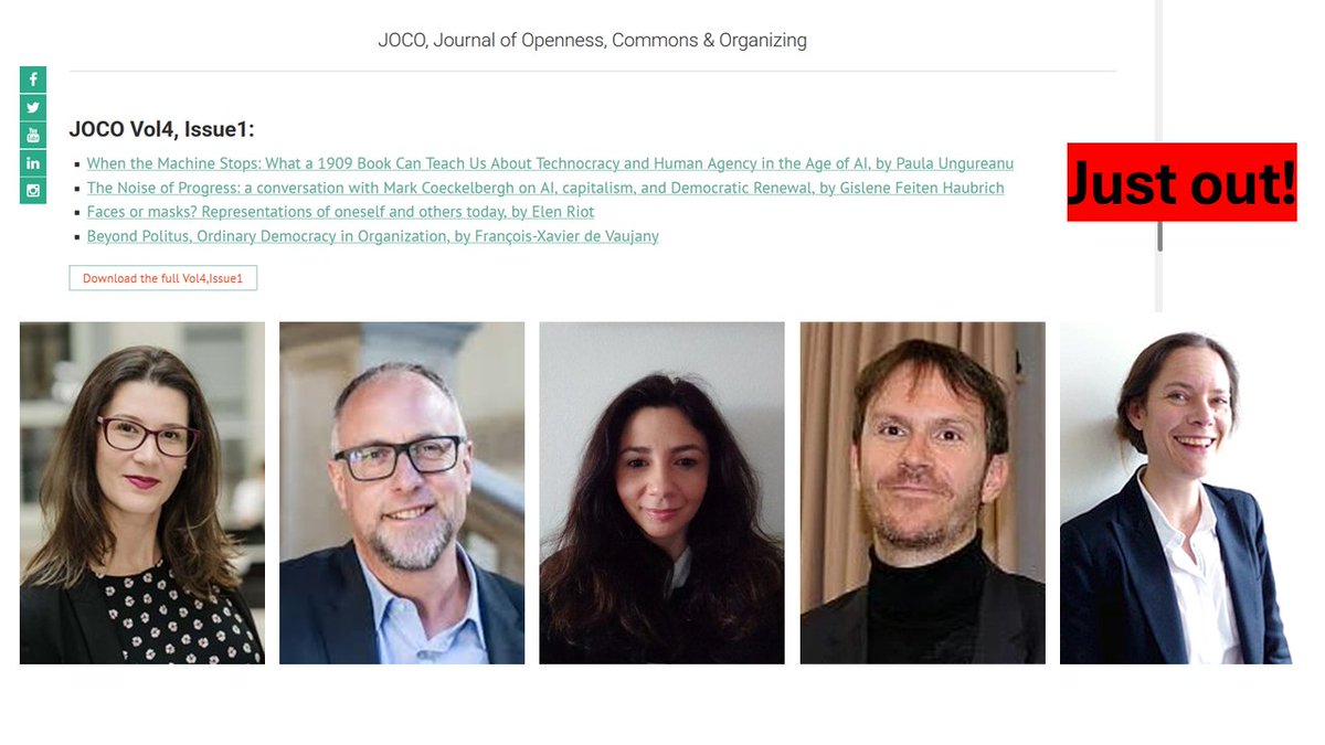 collspaces's tweet image. ⚡ Here it is! Volume 4, Issue 1 of the Journal of Openness, Commons & Organizing (JOCO)! ⤵️
rgcs-owee.org/joco/
Enjoy reading!