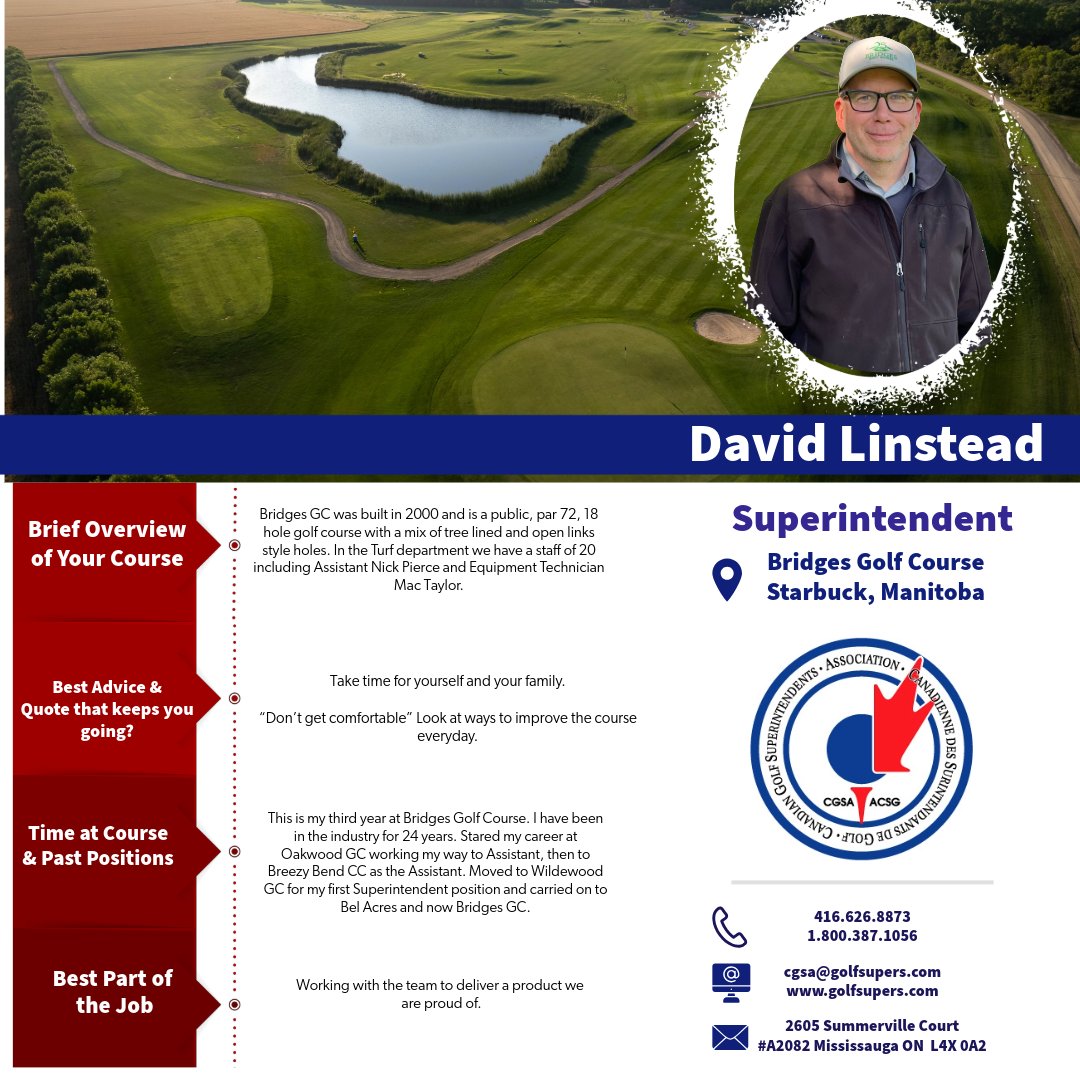 GolfSupers's tweet photo. Today on #ThankASuperindent Day we are highlighting members from across the country. Next see David Linstead from The Bridges Golf Club in Starbuck, Manitoba.  #ThankASuper https://t.co/TTQ5UyGzbH