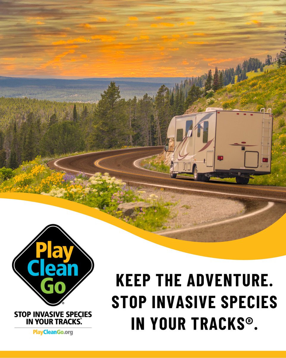 🚐 Planning an RV adventure? Keep your travels fun and safe for our forests and outdoor spaces!  ✅ Sweep out your RV interior before leaving the campsite ✅ Inspect wheel wells and the underside of your vehicle for egg masses or insects ✅ Rinse or spray your vehicle with water