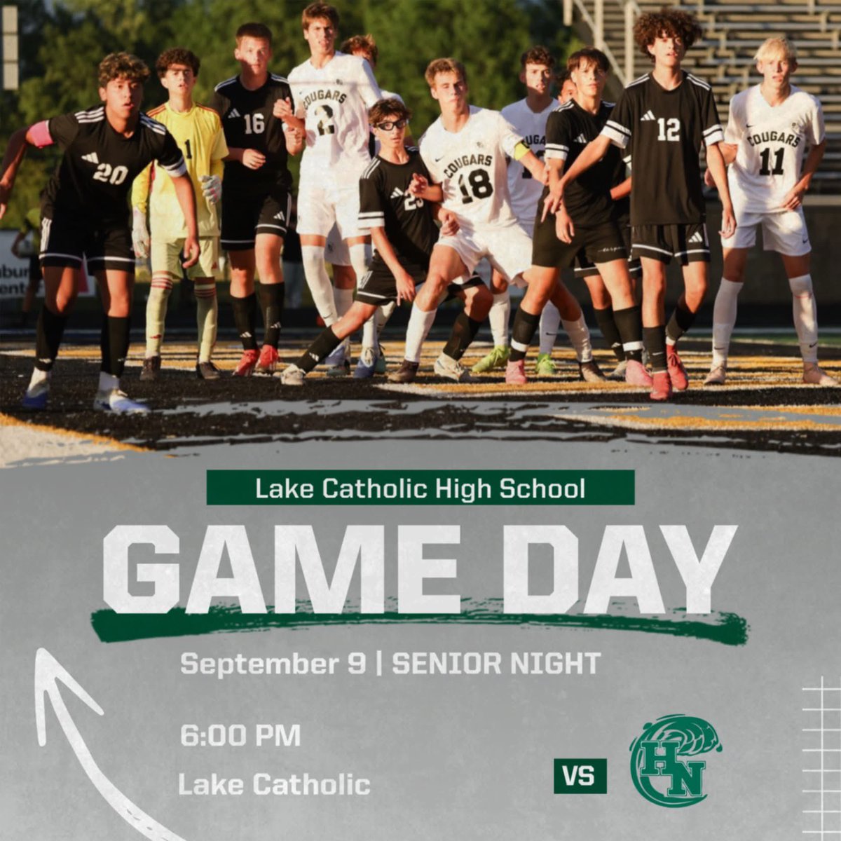 LCcougarSoccer's tweet image. Matchday 8 conference game and senior night at home vs Holy Name
Varsity only 6pm kickoff 
#UpTheGreen #Family
@LCCougarsAD @lakecatholic