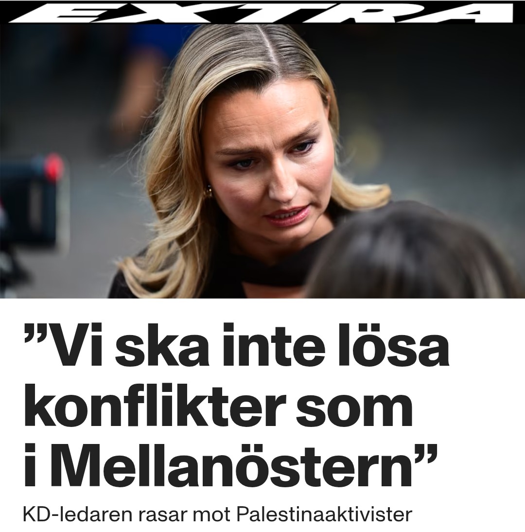 Nej, men risken för ett israeliskt folkmord på svenskar är väl inte heller direkt överhängande, va? <a href="/kdriks/">Kristdemokraterna</a>
