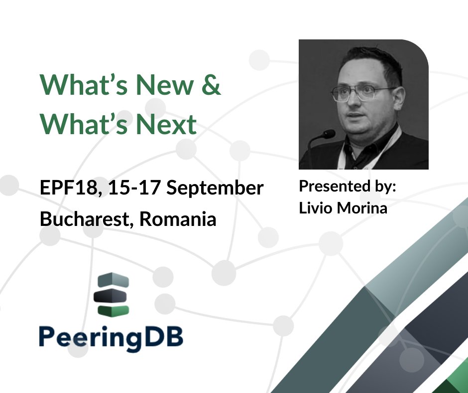 PeeringDB (@peeringdb) on Twitter photo We're at <a href="/Peering_Forum/">European Peering</a> #epf18 #epf2025 next week! <a href="/livio/">Livio Morina</a> will be giving a presentation about what's new and next for PeeringDB on Wednesday morning. Come talk to us!
peering-forum.eu/2025/agenda/
#peering #interconnection We're at <a href="/Peering_Forum/">European Peering</a> #epf18 #epf2025 next week! <a href="/livio/">Livio Morina</a> will be giving a presentation about what's new and next for PeeringDB on Wednesday morning. Come talk to us!
peering-forum.eu/2025/agenda/
#peering #interconnection