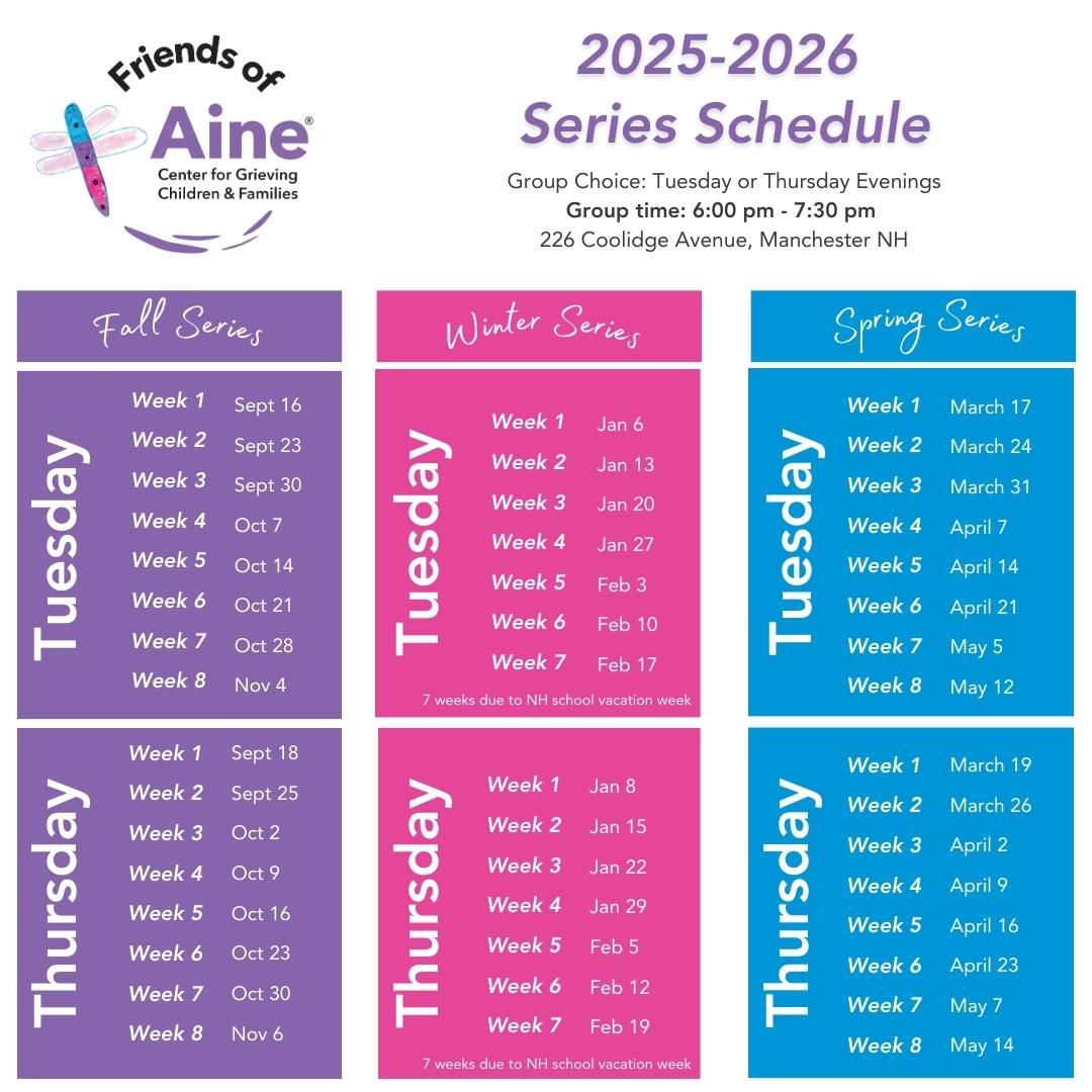 friendsofaine's tweet image. Check out the full schedule and save the dates that work best for you. Register using this link: friendsofaine.com/peer-to-peer-s…
#UnderstandGriefNH #GriefSupport #peertopeersupport #helpusgrieve