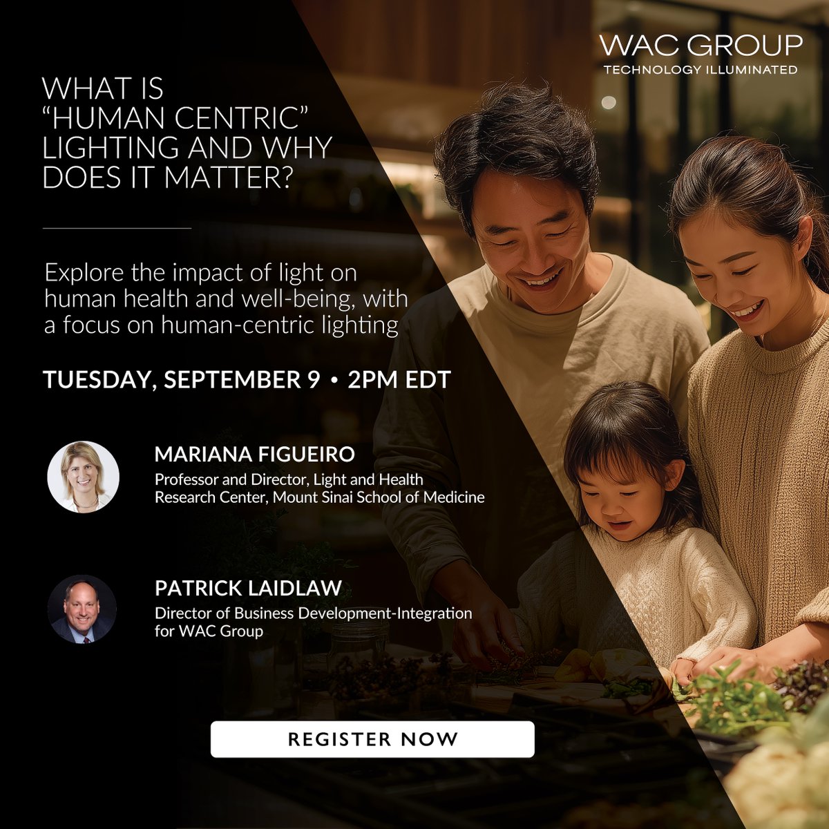 WAClighting's tweet photo. Today, Sep 9 at 2PM EDT, join Mariana Figueiro, Professor and Director from the Mount Sinai Light &amp; Health Research Center (LHRC) for a conversation on human-centric lighting. Visit https://t.co/DvNkMqtjKz to register now. #wellness #humancentriclighting #lighting #smarthome https://t.co/t6WdlBrBn3