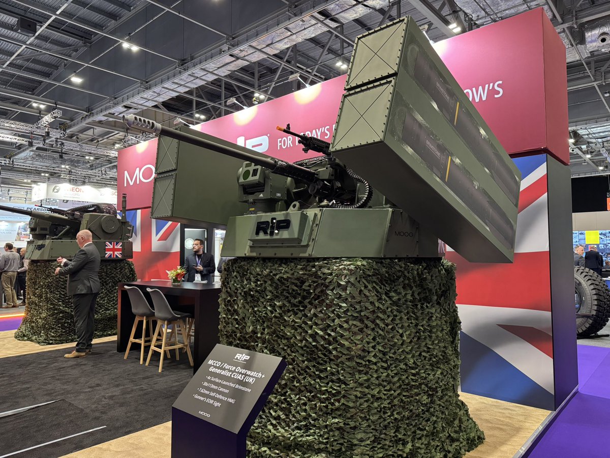 Moog RIwP in overwatch configuration. Surface launched Brimstone in protected canisters. 

#dsei