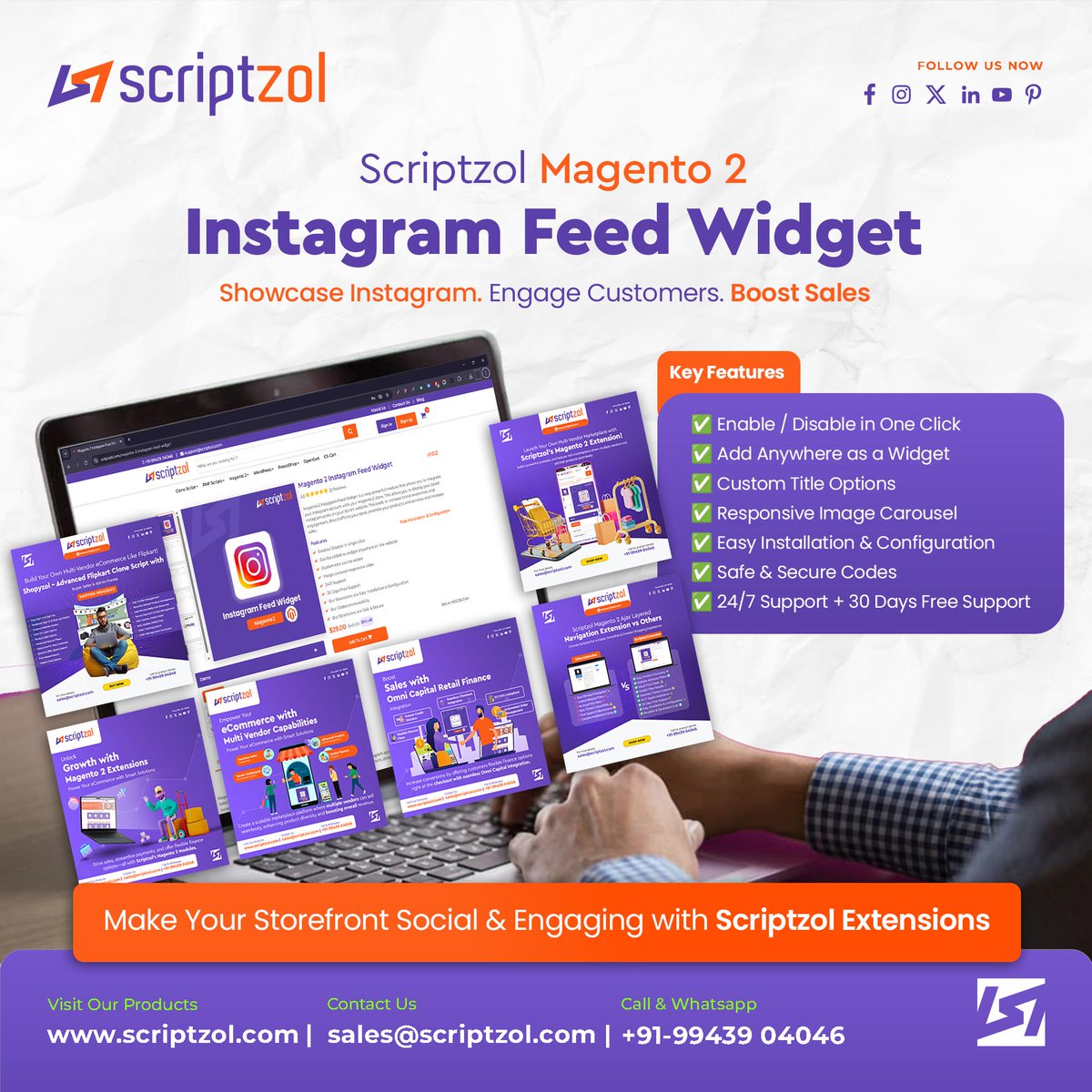 scriptzol's tweet image. ✨ Make Your Storefront Social & Engaging! ✨
Boost sales and connect with customers effortlessly using Scriptzol Magento 2 Instagram Feed Widget 🚀
👉 Get it now: scriptzol.com/magento-2-inst…
#Magento2 #MagentoDevelopment #MagentoExtensions #MagentoStore #MagentoSolutions