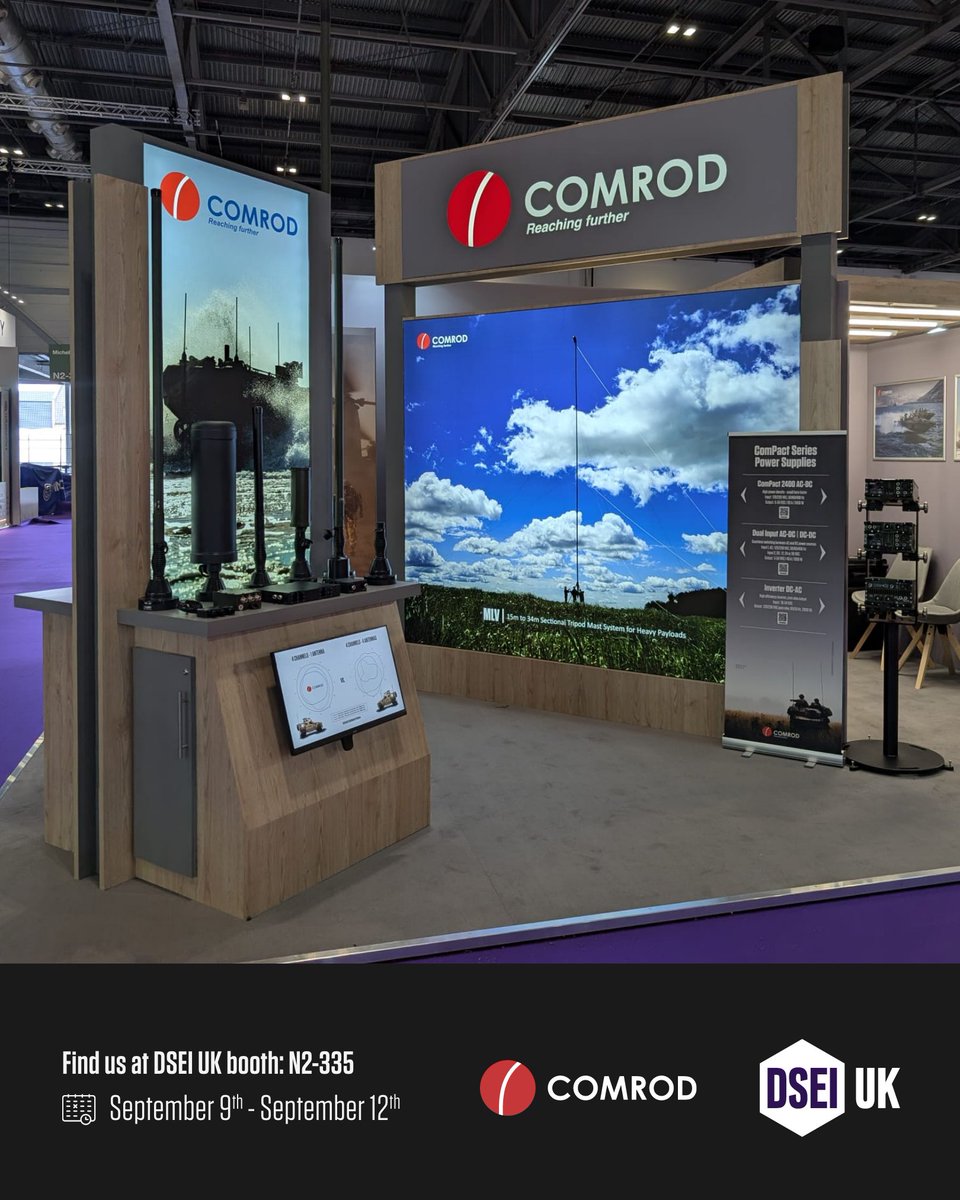 Comrod_Group's tweet photo. Reach further with Comrod at your side! Find us at DSEI UK booth N2-335 starting today through Friday.
#Comrod #TriadRF #TacticalCommunication #Antennas https://t.co/G6VWoo5R7V