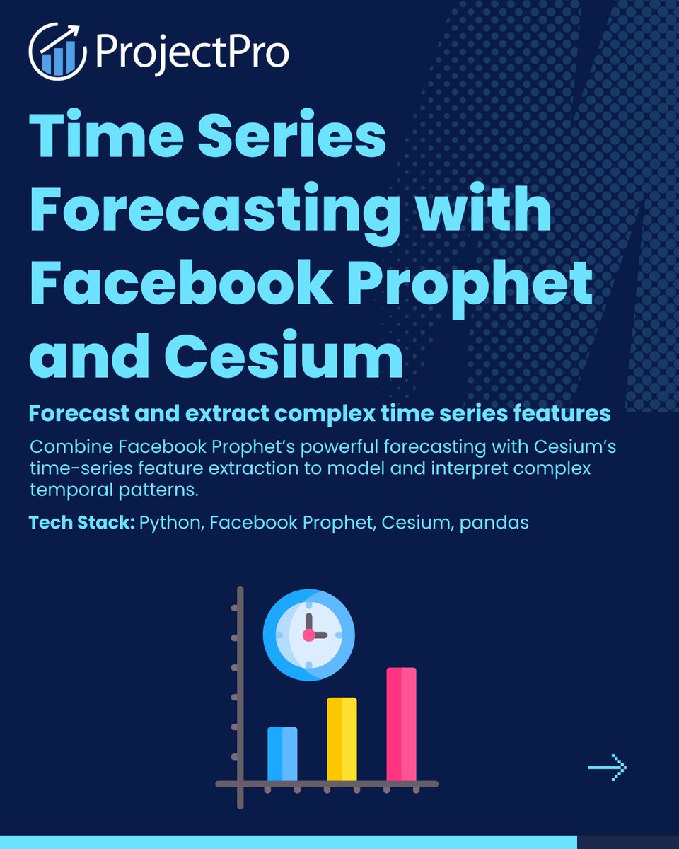 ProjectPro_'s tweet photo. 🔹 IPL video analytics 
🔹 Stock price prediction (LSTM) 
🔹 Time-series forecasting (Prophet) https://t.co/KNxvx8WaI9