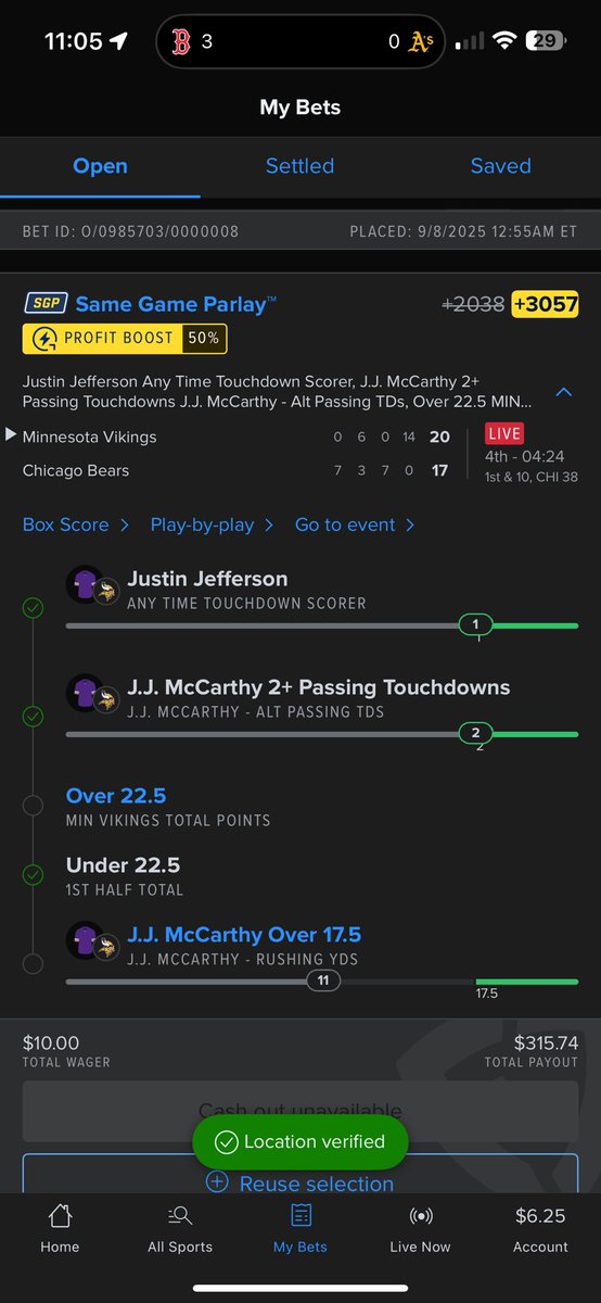 SnuffTheBassman's tweet photo. @jjmccarthy09 thank you for rushing for that TD last night. My wife and I just had a newborn baby and have been behind on bills so I used some leftover Fanduel money from last season…that beautiful comeback along with your rushing TD paid my car bill🥹

I’m a believer now 🔥 https://t.co/iqFSicmQx7