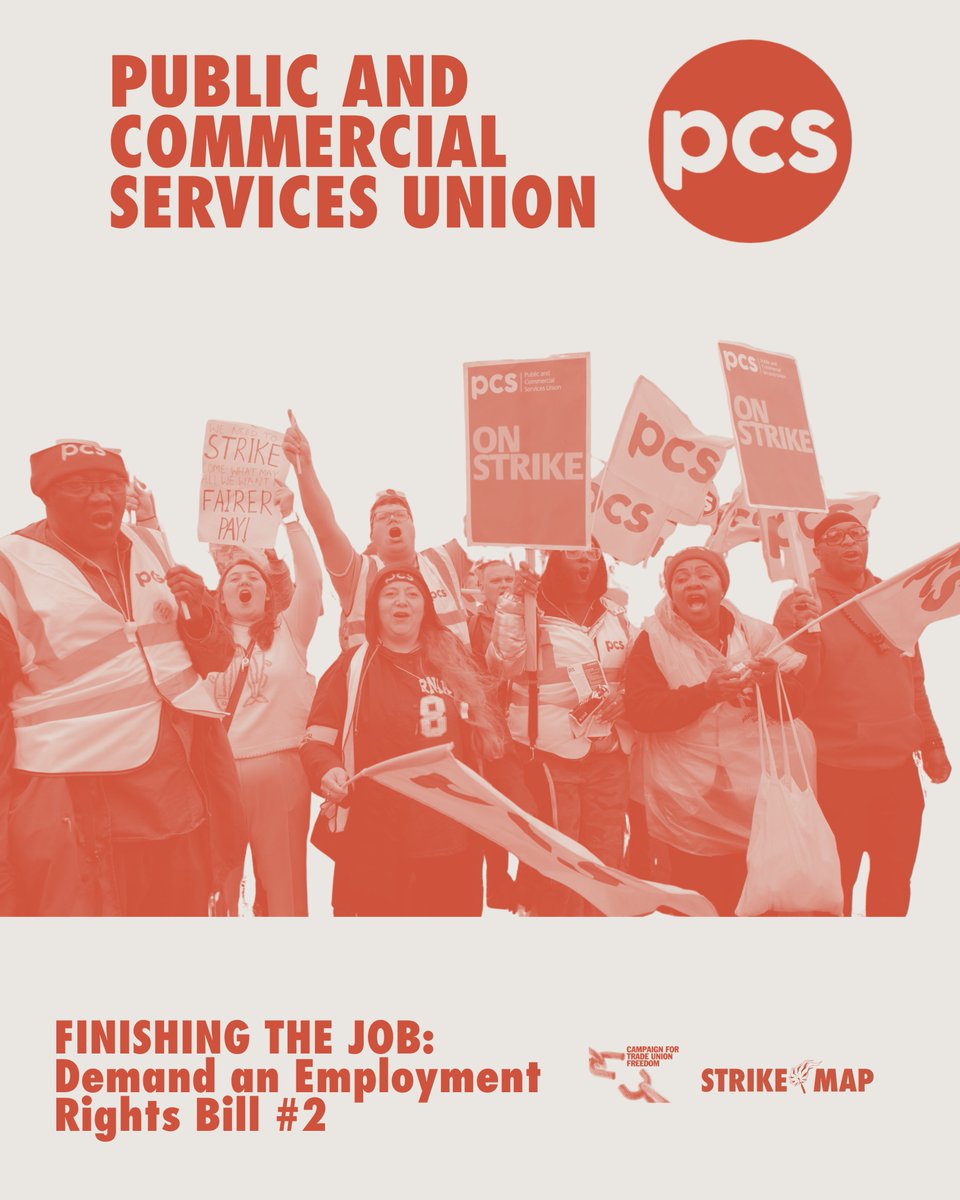 Here is our list of which unions are backing #StrikeMap &amp; <a href="/ctufevents/">Campaign for Trade Union Freedom</a>'s call for a #EmploymentRightsBill 2 👇

#1 <a href="/pcs_union/">PCS Union (pcs.org.uk)</a>. 

Add your name here: bit.ly/DemandERB2

#StrikeMap #TUC2025 #EmploymentLaw #WorkerRights #EmploymentRights #Workers