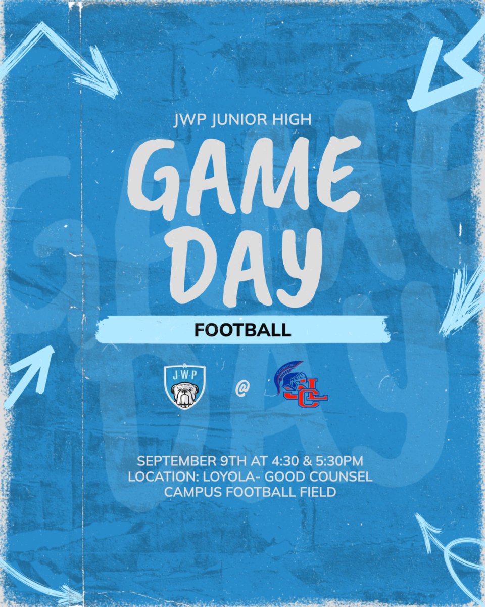 🏈 GAMEDAY 🏈  
Bulldogs JH Football  
vs. Spartans

⏰ 4:30 &amp; 5:30pm | 📍 Loyola- Good Counsel Campus Football Field