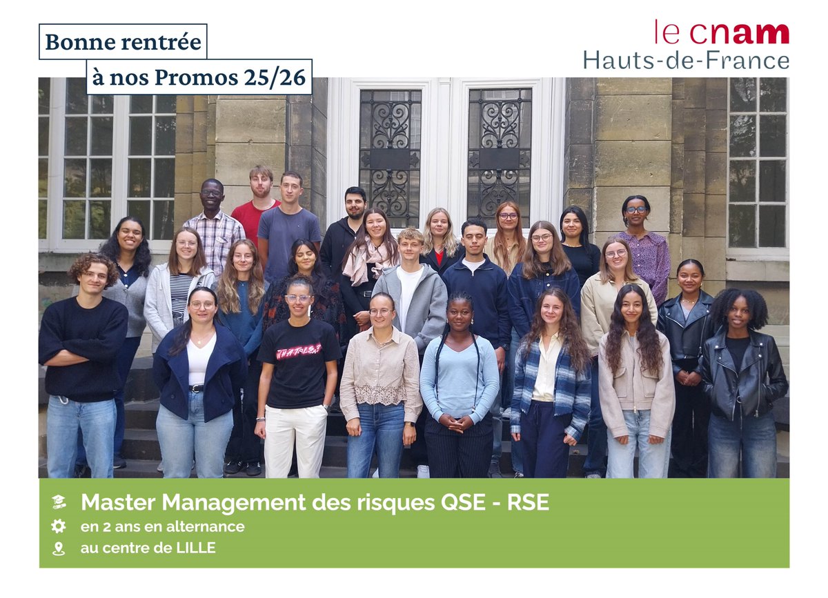 🎉 Bienvenue à la nouvelle promotion du Master Management des risques QSE RSE !
Deux années d’alternance passionnantes débutent au centre de Lille : nous souhaitons à tous les étudiants un beau parcours de formation et de réussite. 👏🎓