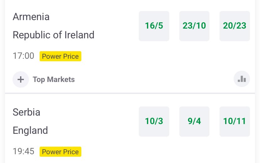 ⚽️ Prices for selected games tonight 👇

Full markets 👉 bit.ly/47vl1fd 

18+ GambleAware
