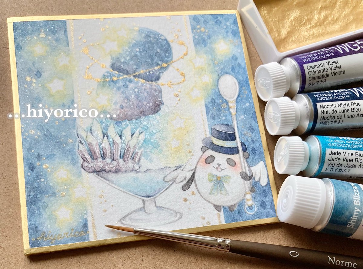 #アナログはいいぞ

ふんわり色を広げていく瞬間やキラキラ絵具をのせる瞬間が大好きです✨