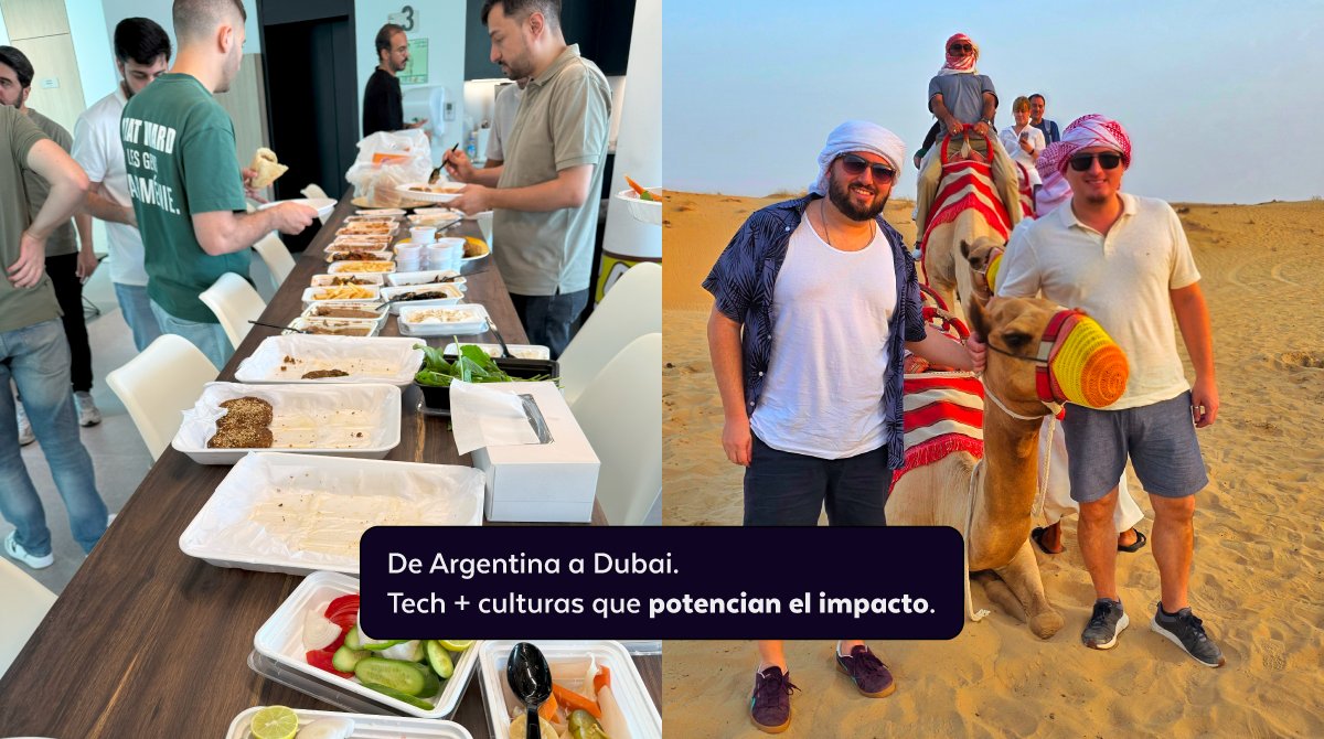 PeYaTech's tweet photo. ¿Qué pasa cuando un equipo de devs de Argentina viaja 14.000 km para codear con colegas en @HungerStation  Dubai?

➡️ Dailies cruzando husos horarios
➡️ SLA en tiempo récord
➡️ Un equipo multicultural + talento global
Así se vive la tech en #PeYa. 🚀

#PeYaTech #GlobalTeam https://t.co/pgynElETIE