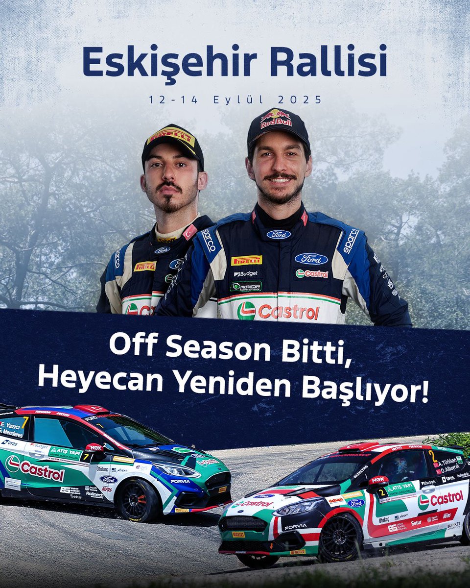 Off season geride kaldı, etapların tozu yeniden yükseliyor! 🔥
Castrol Ford Team Türkiye, 12-14 Eylül tarihlerinde Eskişehir Rallisi’nde direksiyon başına geçiyor.

Heyecana ortak olmaya hazır mısın? 👀