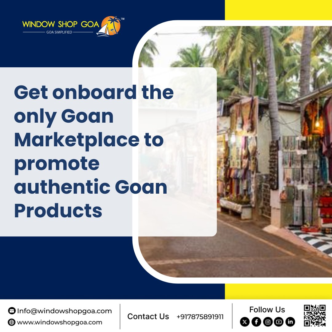 wsg2021's tweet image. From handmade crafts to locally sourced delicacies, Goan products carry a charm that you won’t find anywhere else. 
Whether you’re a seller ready to grow or a buyer looking for unique Goan treasures—WSG is your trusted marketplace.
#WindowShopGoa #GoaSimplified #BusinessInGoa