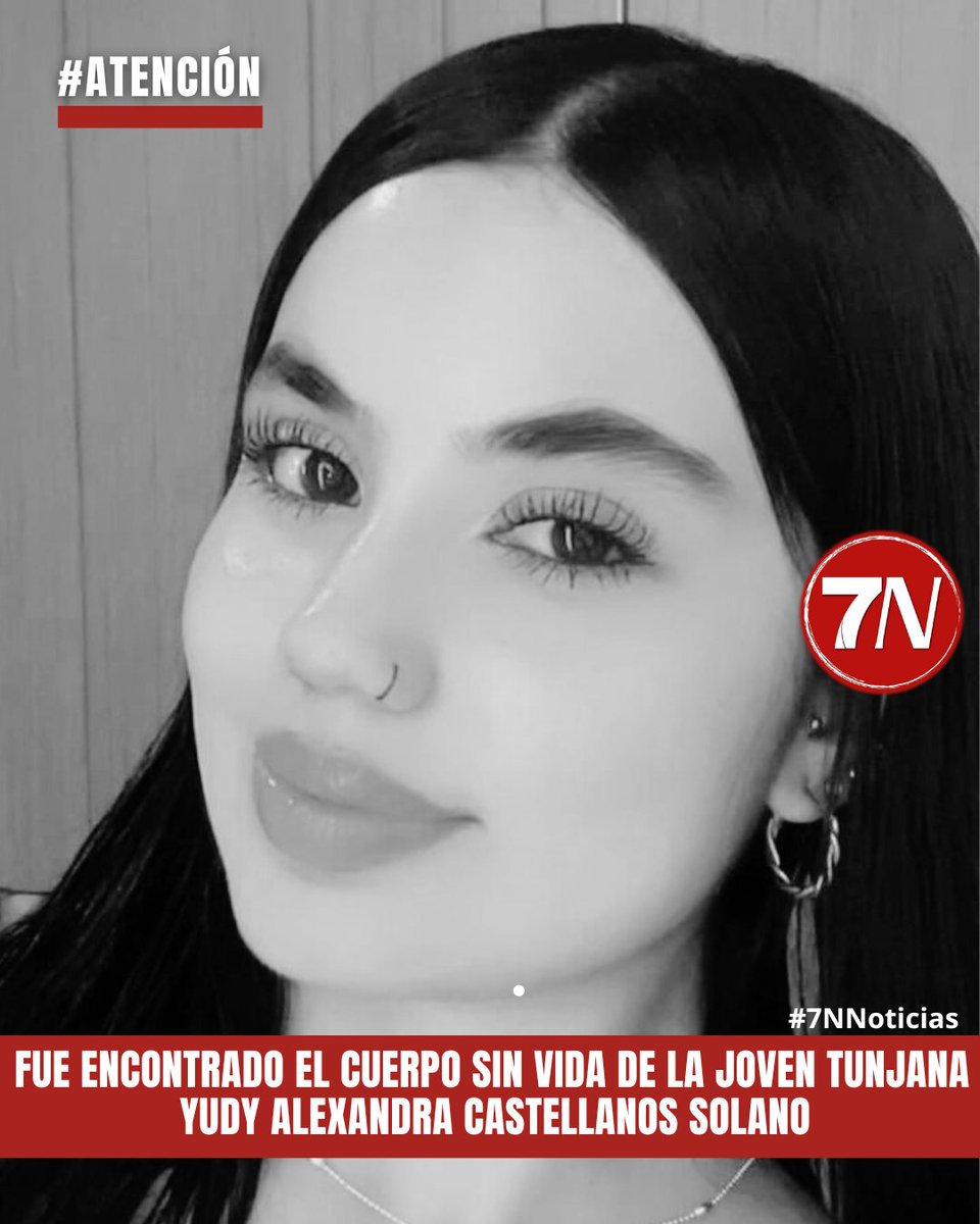 7NNoticias's tweet photo. #Atención /  Luto en Tunja: hallan el cuerpo de la arquitecta Yudy Alexandra Castellanos Solano.

La Defensa Civil confirmó el hallazgo del cuerpo sin vida de Yudy Alexandra Castellanos, joven tunjana de 23 años, quien fue arrastrada por el río en Caño Canoas. 

Hilo https://t.co/ZFJ2jhK8Yb