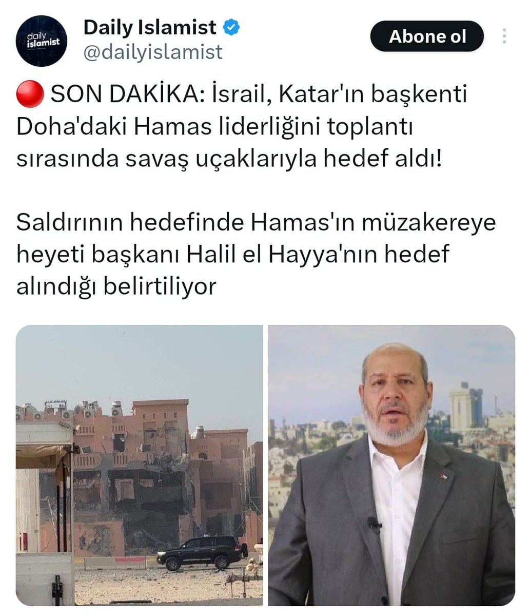 AKIRANSAL's tweet photo. -Siyonist İsrail bir yandan Katar'da Hamas liderlerine saldırı düzenliyor
-Bir yandan da Tunus'ta Global Sumud filosuna saldırıyor. 
-Başta Türkiye olmak üzere İslam ülkeleri birleşip bu yangını Gazze'de söndürmek ve Siyonist İsrail'e hak ettiği cevabı vermek zorundalar.
-Aksi taktirde sessiz kalan tüm ülkeler, Siyonistlerin tutuşturduğu bu ateşle kendi sınırlarında, şehirlerinde ve sokaklarında yüzleşmek zorunda kalacaklar.
#DOHA 
#GlobalSumud