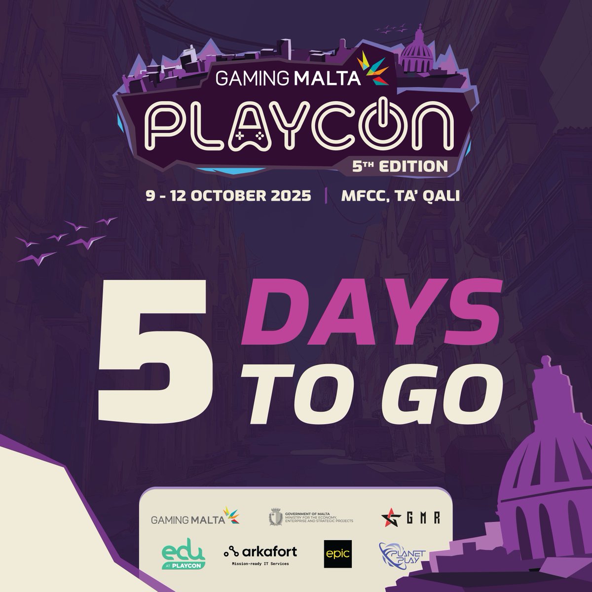 playconmt's tweet image. 5 DAYS to go. The hype is real! 🔥 PLAYCON 2025 is closer than ever.

Don’t get left behind. Secure your free passes today at playcon.eu!

#PLAYCON #PLAYCON2025