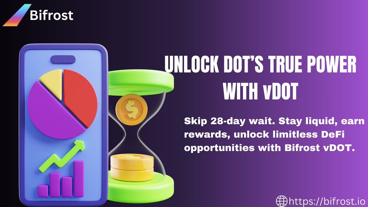Joy Sunday⚡ ||orochi (@joysunday212746) on Twitter photo STAKING $DOT HAS ALWAYS HAD ONE MAJOR FLAW: THE 28-DAY UNBONDING WAIT.
<a href="/Bifrost/">Bifrost - Staking Yield Layer</a> is rewriting that story with vDOT liquid staking — a breakthrough that makes your DOT unstoppable: liquid, yield-generating, and DeFi-ready.
A🧵 #Bifrost #Polkadot #DeFi
👉THE OLD WAY OF STAKING IS STAKING $DOT HAS ALWAYS HAD ONE MAJOR FLAW: THE 28-DAY UNBONDING WAIT.
<a href="/Bifrost/">Bifrost - Staking Yield Layer</a> is rewriting that story with vDOT liquid staking — a breakthrough that makes your DOT unstoppable: liquid, yield-generating, and DeFi-ready.
A🧵 #Bifrost #Polkadot #DeFi
👉THE OLD WAY OF STAKING IS