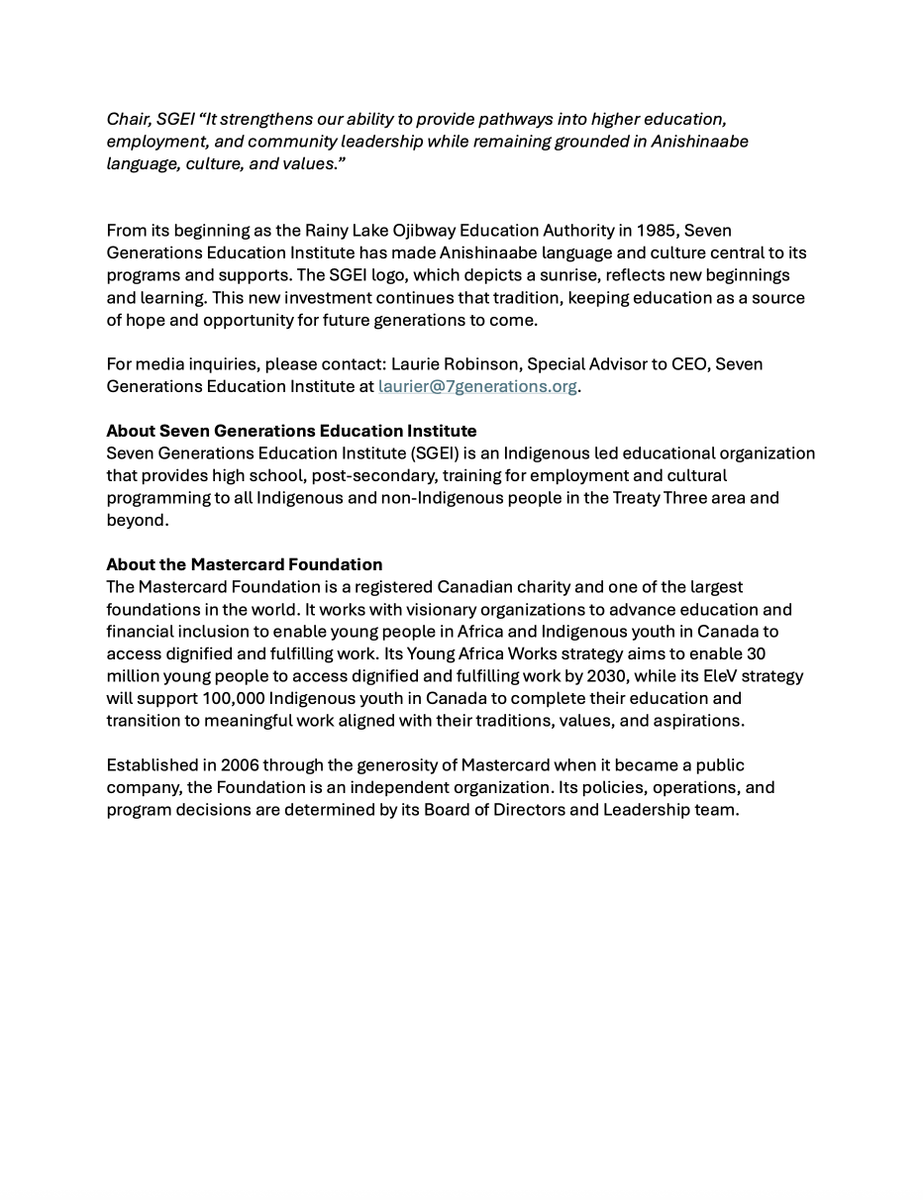 Seven Generations Education Institute tweet media