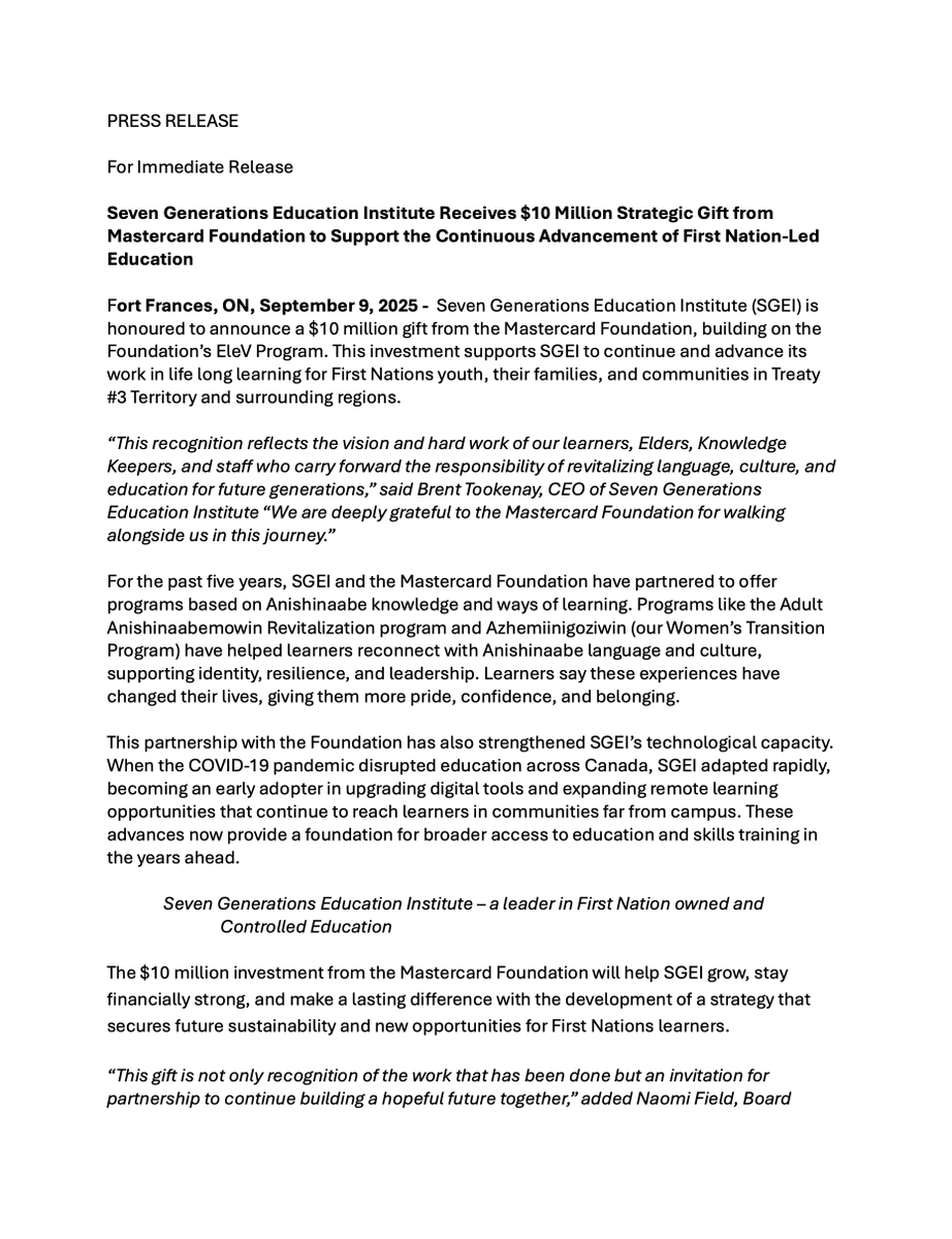 Seven Generations Education Institute tweet media