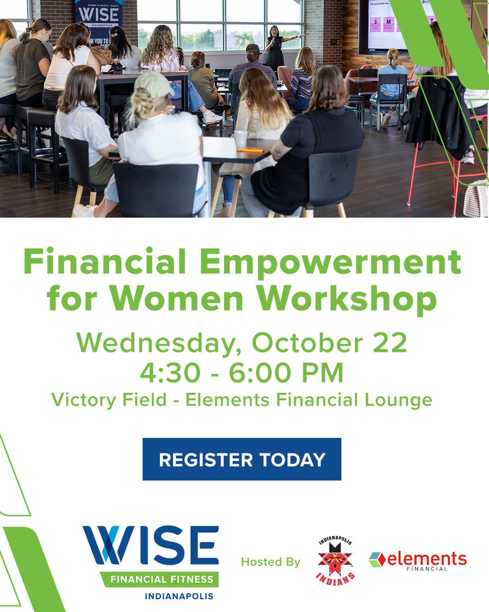 wiseworksIndy's tweet image. Take charge of your financial future alongside the WISE Indianapolis community! ✨

🗓️ Oct. 22 | 4:30–6 p.m.
📍 Victory Field – Elements Financial Lounge
⭐ Hosted by the @indyindians &amp;amp; @elementsCU

➡️ Secure your spot today: indianapolis.wiseworks.org/events/event-d…