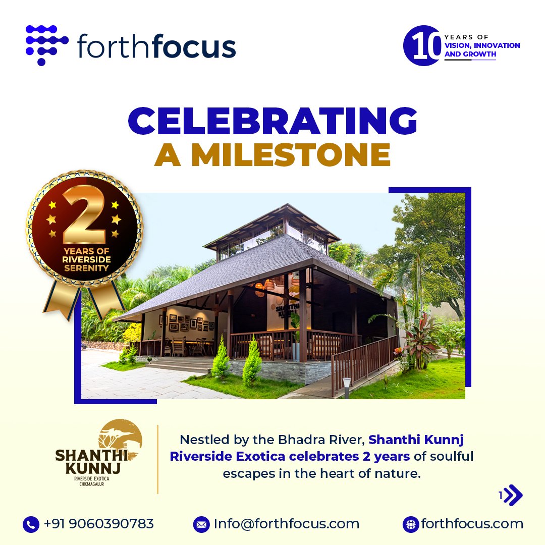 At ForthFocus, we love celebrating our clients’ success stories. 🌿✨

Congratulations to <a href="/shanthi/">shanthi</a>.kunnj.resort on completing 2 years 🎉

We’re proud to power your Digital Presence &amp; OTA Channel Manager, to connect with more guests and create unforgettable stays. 💚