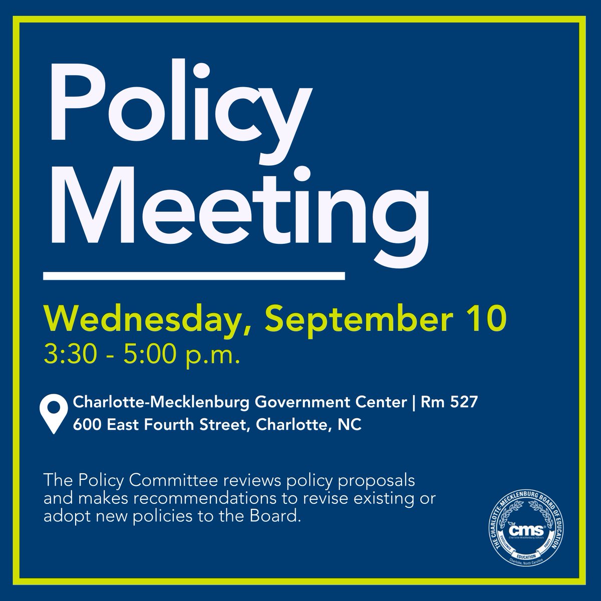 Join us in-person for tomorrow's Policy Committee meeting.