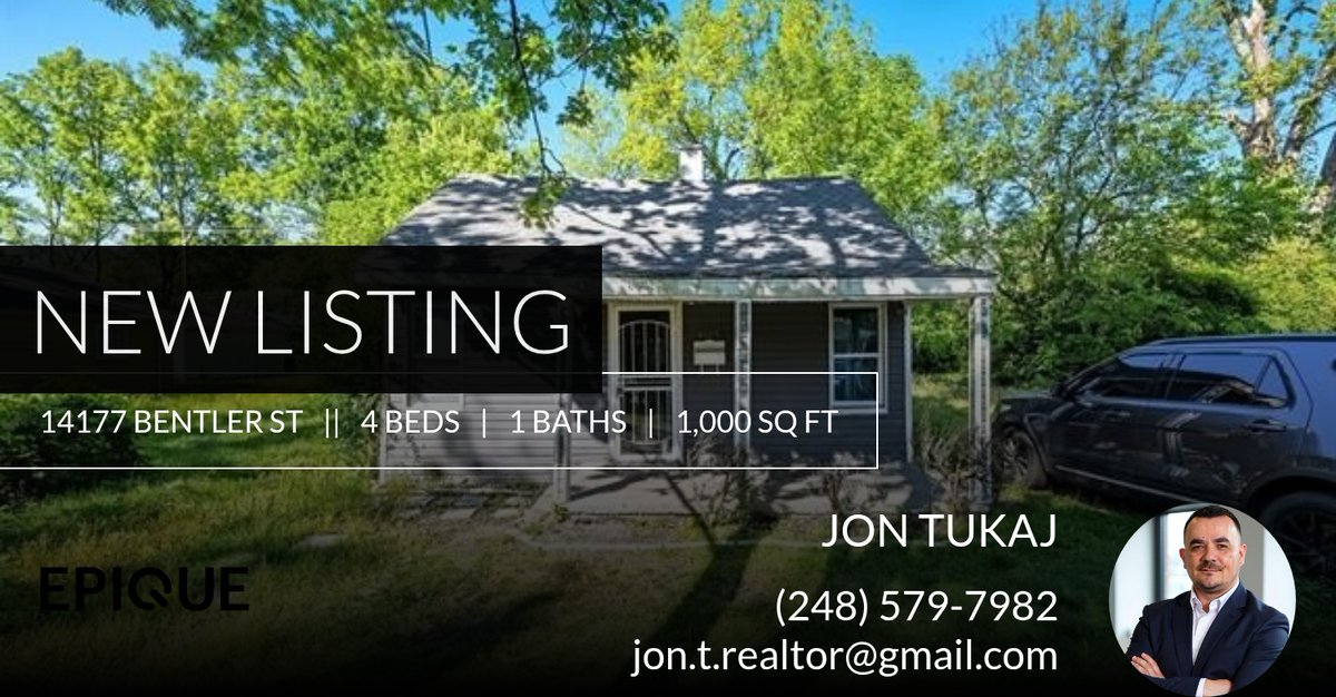 JonidTukaj's tweet photo. ‼️Just listed‼️
14177 Bentler, Detroit
🛌 4 bedrooms
🛁1bathrooms
📐 1100 sqft
🏫 Detroit School District
📍 Schoolcraft &amp; Outer Drive W
👷‍♂️ Built in 1924 

Investor Special
This 4-bedroom, 1-bath Ranch property offers plen... https://t.co/4uQ4JNnhhp https://t.co/TrYXCB2jv3