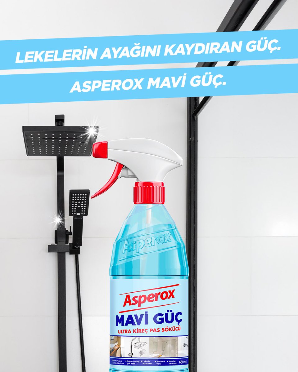 Siz de Asperox Mavi Güç kullanın, banyoda lekelerin ayağını kaydırın.💪🏻