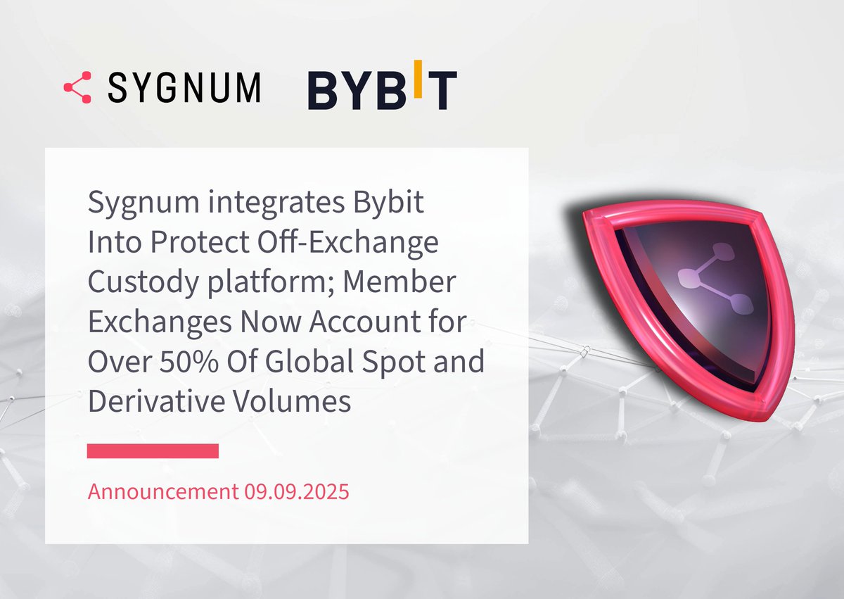 📢 Sygnum Bank integrates @Bybit_Official into its Protect Off-Exchange  Custody platform ✓ Enables spot and derivatives trading with assets held  off-balance sheet ✓ Asset balances held with Sygnum Bank instantly mirrored  on