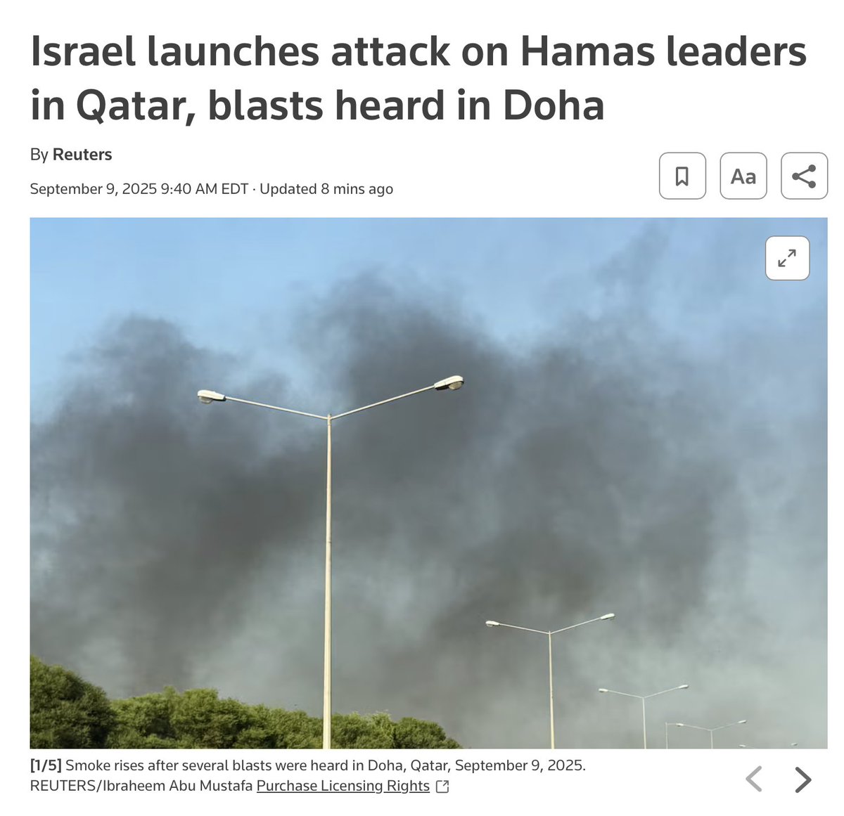 Two quick conclusions about the Israeli attack on Hamas leaders in Doha:
1. US must have known or even coordinated with Israel, given US air base in Qatar and likely repercussions.
2. It's clear this the end of negotiations which means Israel is now in full ethnic cleansing mode.
