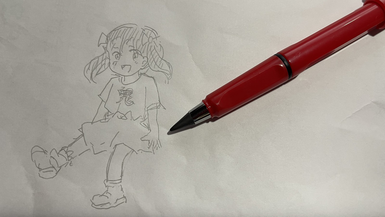 ツヅキエイミ　鉛筆画 女の子 セーラー服 サイン入り i-img1013x1200-