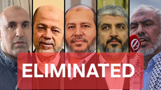 VividProwess's tweet image. ⚠️Top Hamas leadership in Qatar ELIMINATED!
Khaled Mashal ❌
Khalil al-Hayya ❌
Zaher Jabarin ❌
Mousa Abu Marzook ❌
Husam Badran ❌
There's nowhere to hide. Israel will find them all.