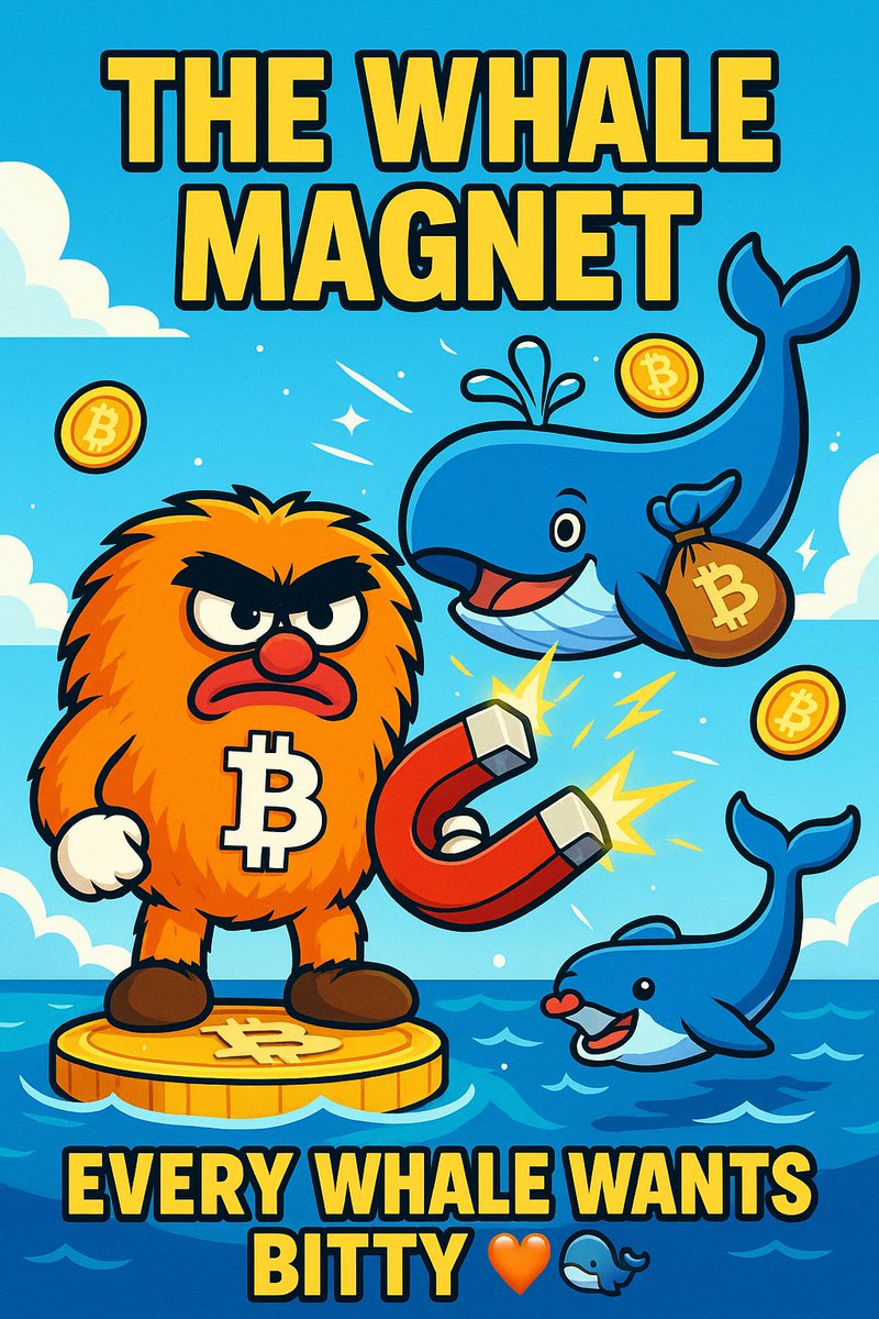 nayum's tweet image. $Bitty 
🐋 The story of crypto memes is evolving.

Something bigger is pulling in the whales…
🧲 Bitty — Powered by Bitcoin’s heartbeat, it’s becoming the ultimate magnet to pull every whale.

❤️ Like &amp;amp; 🔁 Repost if you believe in the #Bitty wave!

#Bitcoin #BTC #MemeCoin