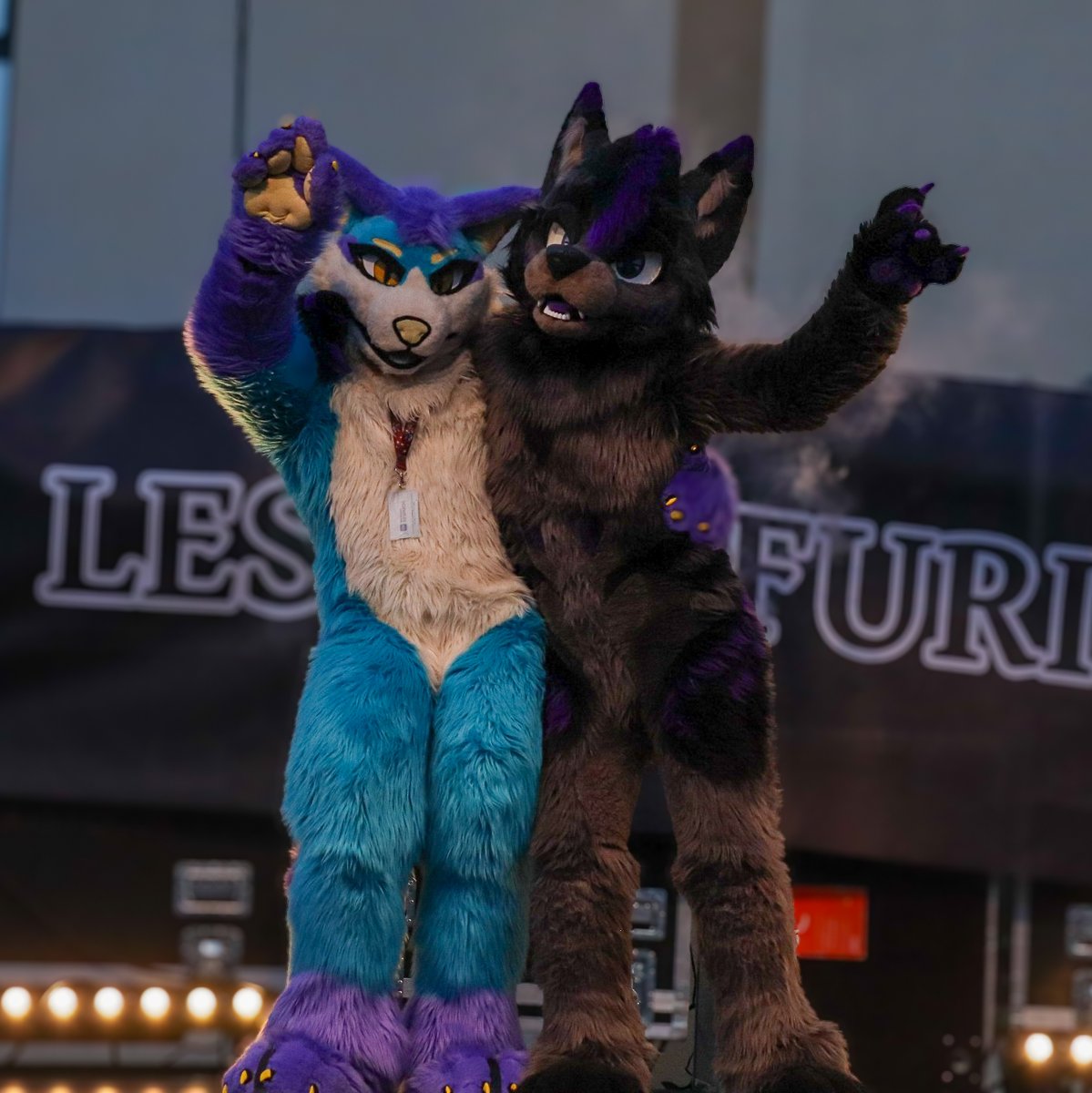 Two superb photos featuring a very talented dancer named Zweithecat 🥰😋

#furry #fursuit #fursuits #fursuitfriday