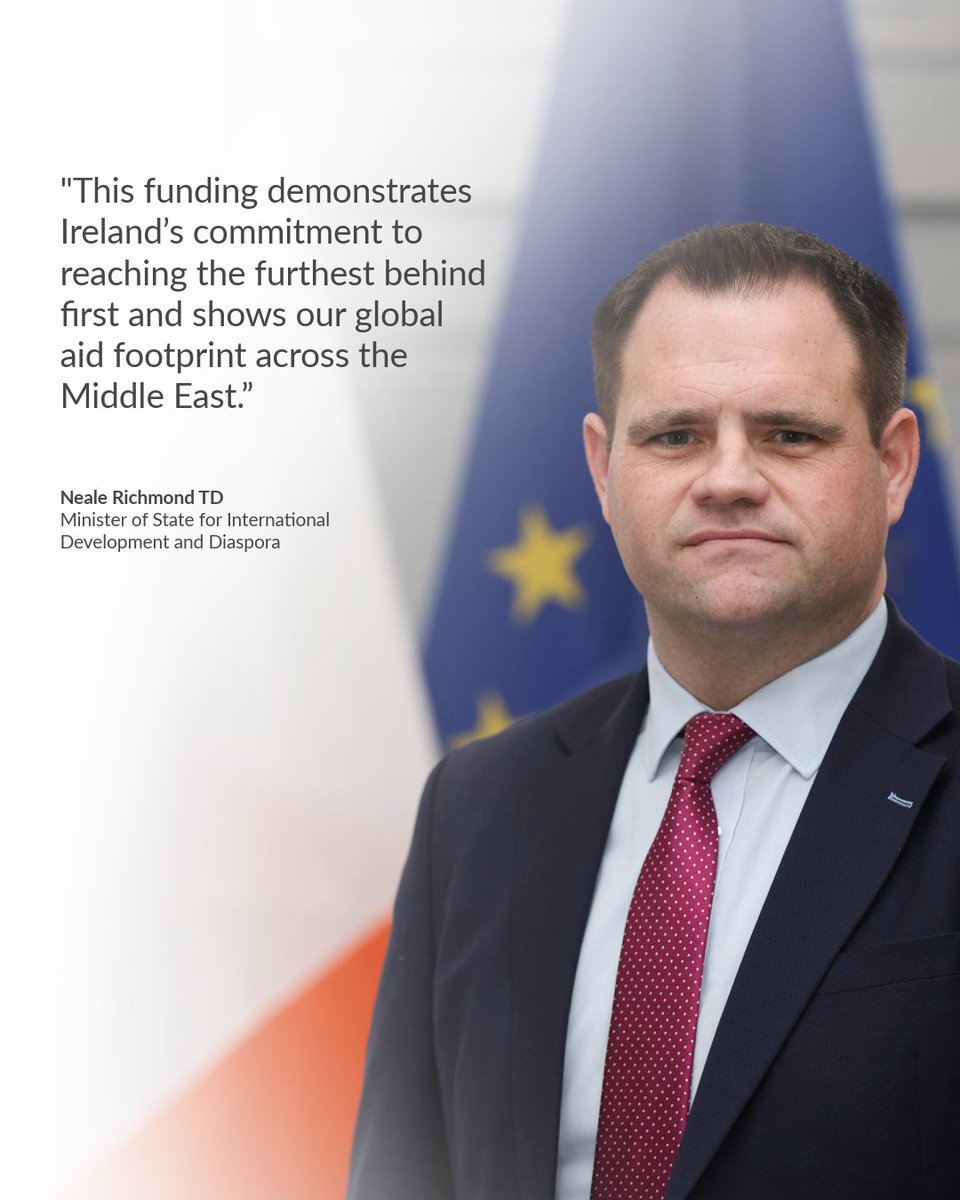 Irish_Aid's tweet photo. Minister @nealerichmond has today announced significant funding for humanitarian support across the Middle East.

Read more: https://t.co/t4Vmq6frW8 https://t.co/gj3qg6wEiE