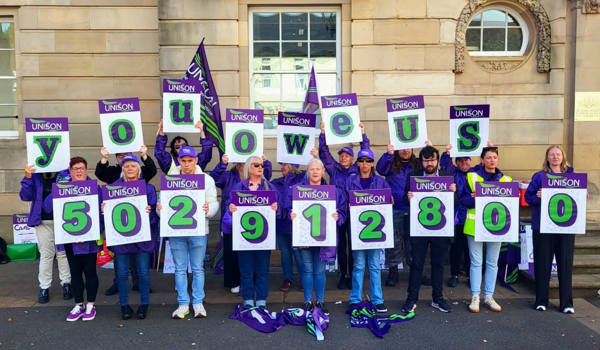 Well done to the <a href="/unisonscot/">UNISON Scotland</a>  ENABLE strikers in Lanarkshire today .  The Scottish government owe care workers over £500 million in broken promises its time for them to choose either deliver on pay or the sector crisis deepen.