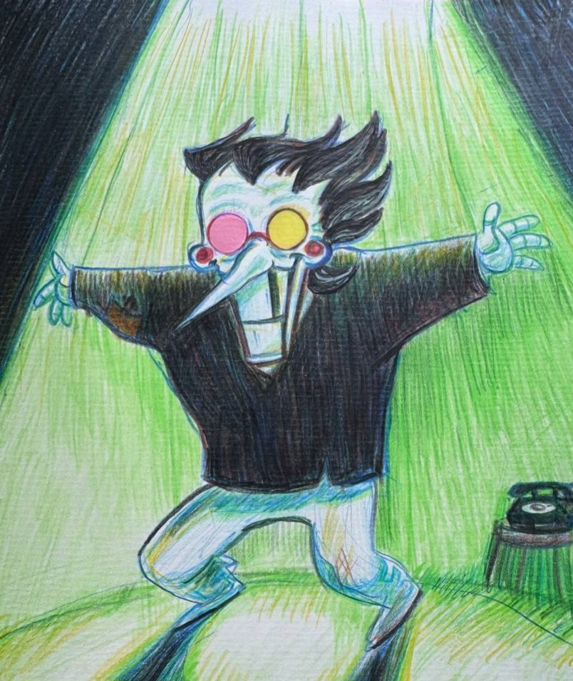 Finally managed to take a decent photo of this piece... 
Really love those pencils, so comfortable to draw with!

* THAT'S RIGHT!! NOW'S YOUR CHANCE TO BE A [[BIG SHOT]]!!

#Deltarune #deltarunefanart
#Spamton #spamtongspamton
