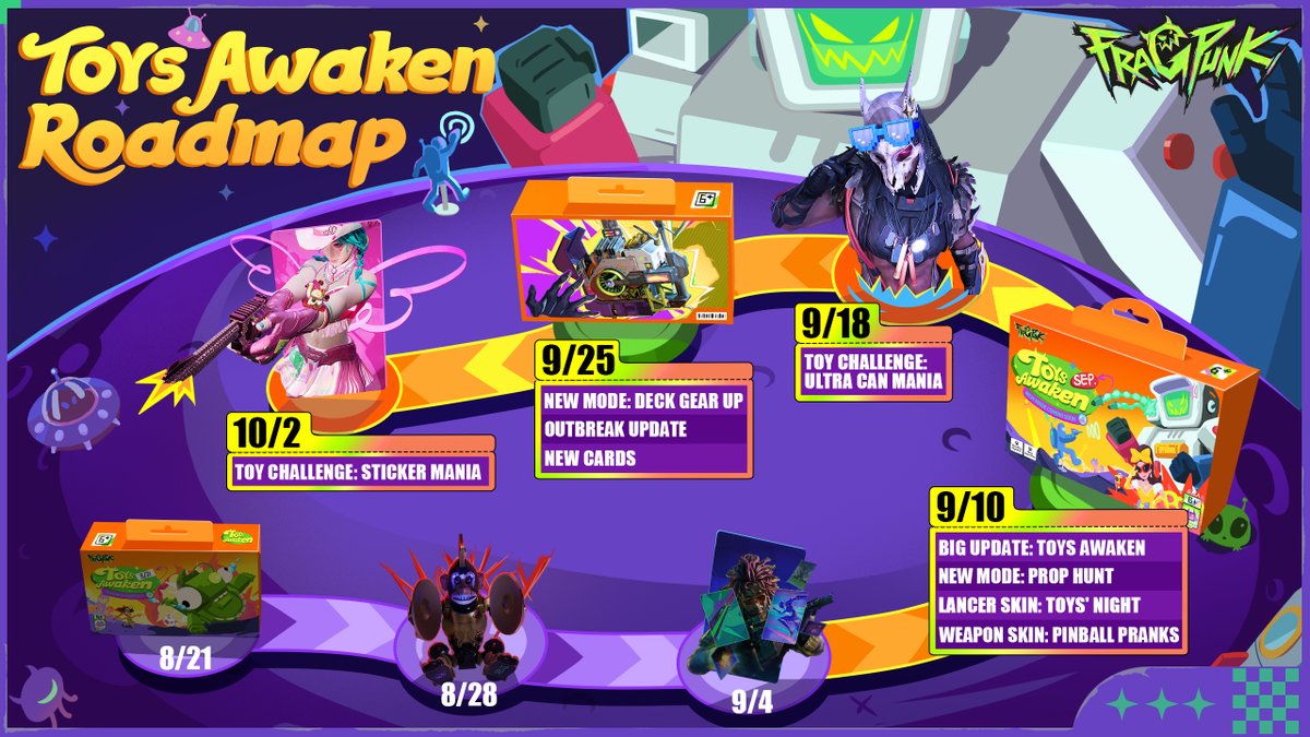 🗺 Mark your calendar, Lancers! Season 2 Chapter 2 Second Half Roadmap is here:

9/10 – New Mode: Prop Hunt, New Skins &amp; Shard Cards
9/18 – Toy Challenge: Ultra Can Mania
9/25 – New Mode: Deck Gear Up &amp; OUTBREAK Update
10/2 – Toy Challenge: Sticker Mania