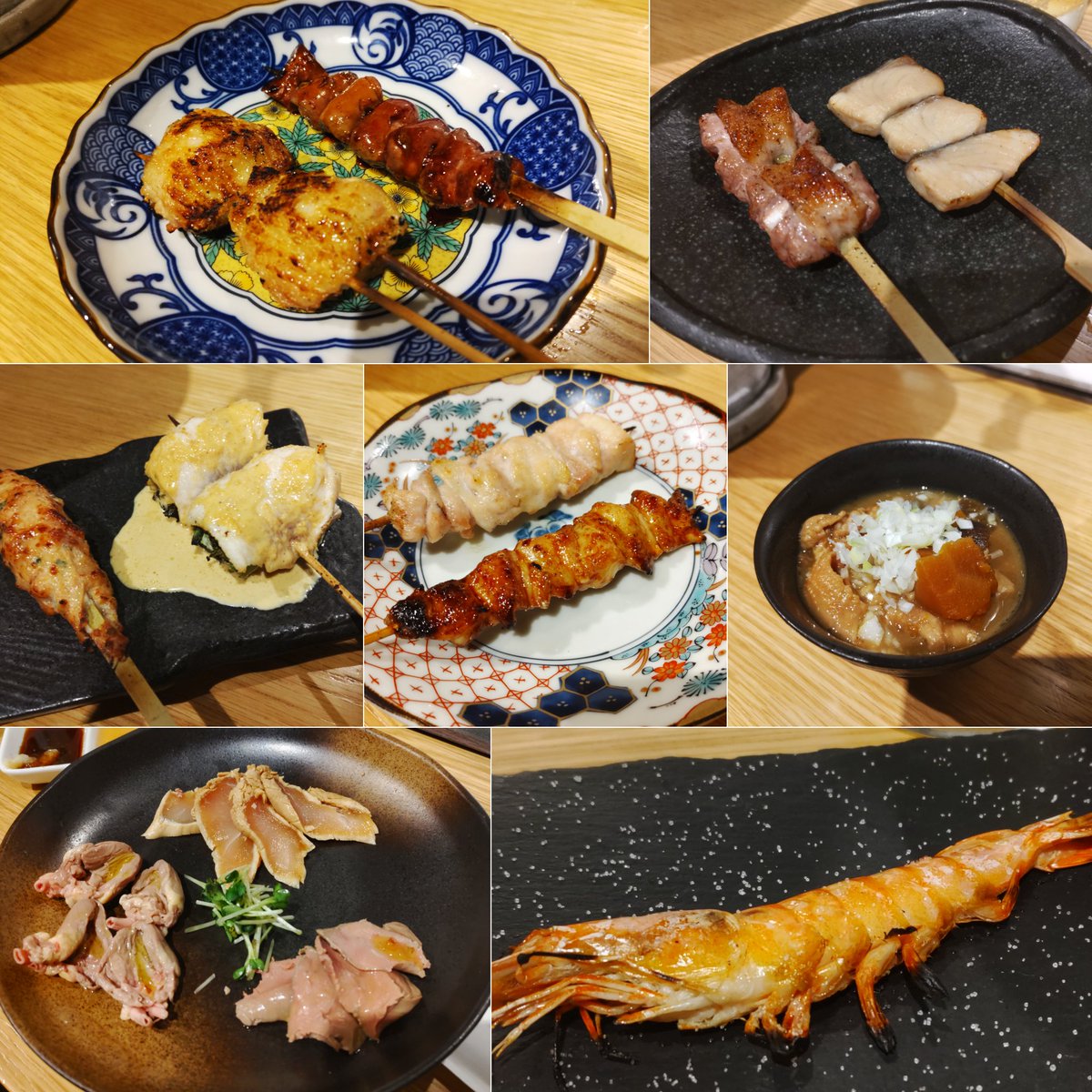 yoshiyamashi's tweet photo. 小川町交差点近くの「くしふく」でおまかせ5本+鴨ねぎ串+カンパチ串+サラダ串+刺し3点盛り+くしふくの煮込み+ハイボール2杯6,457円😋おまかせの中に砂肝が入ってなかったので今日の勝負は勝ちとします💪
#小川町 #淡路町 #くしふく #イワクラ #iwakura https://t.co/JufnRQMab7