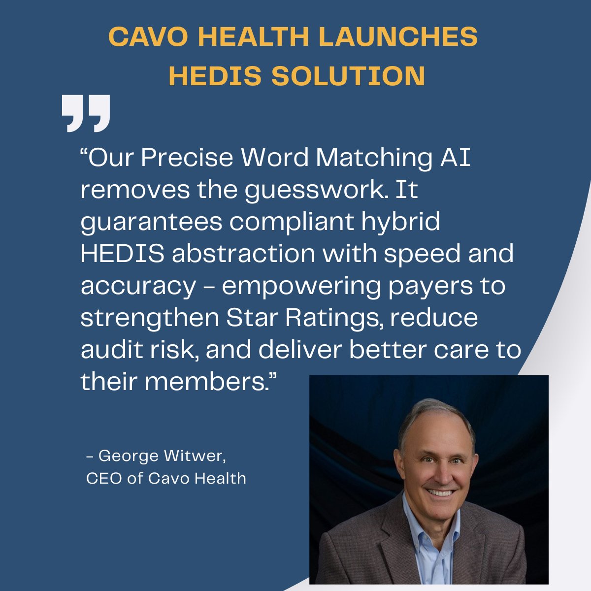 CavoHealth's tweet image. @CavoHealth - We launched our #HEDIS abstraction solution powered by #PreciseWordMatchingAI.
Unlike machine learning AI, our #AI aligns exactly with #NCQA specs, capturing every valid data point the first time.
Release: bit.ly/468RHsH
Learn more: cavohealth.com