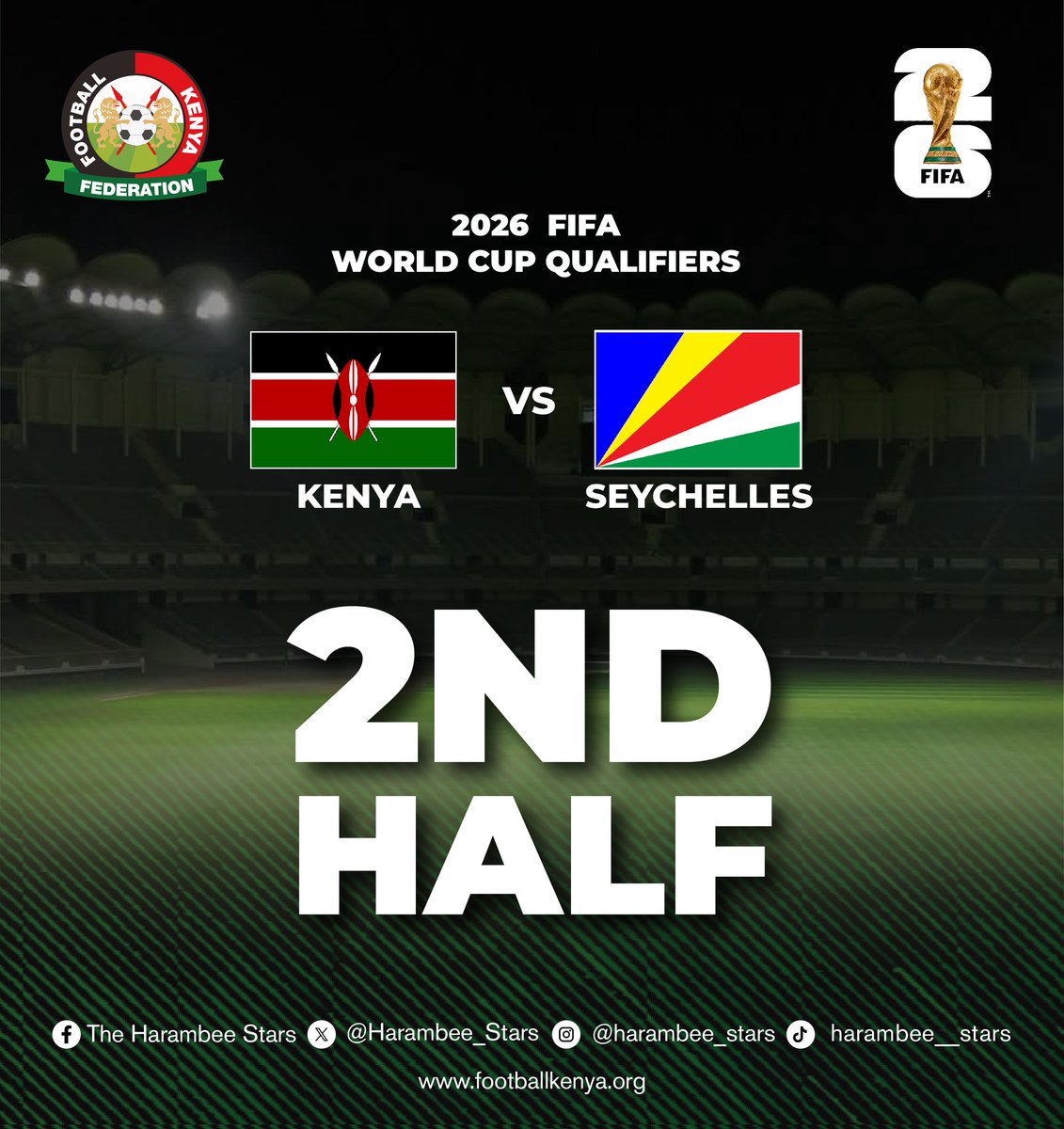 45'| Back for the second half

🇰🇪 4-0 🇸🇨

#HarambeeStars