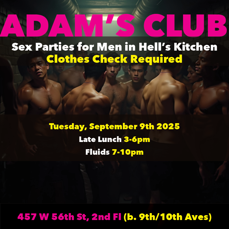 AdamsClubNYC's tweet photo. Join us every Tuesday for https://t.co/ZDlsyNGjqz (3-6pm) and then https://t.co/emzT4XFdSF (7-10pm)! See adamsclubnyc for more details! 457 W 56th St, 2nd Fl (b. 9th/10th Aves) #gaynyc #gaysexparty #nycgayparty #NYC #hellskitchen https://t.co/GvaXRIgNsE