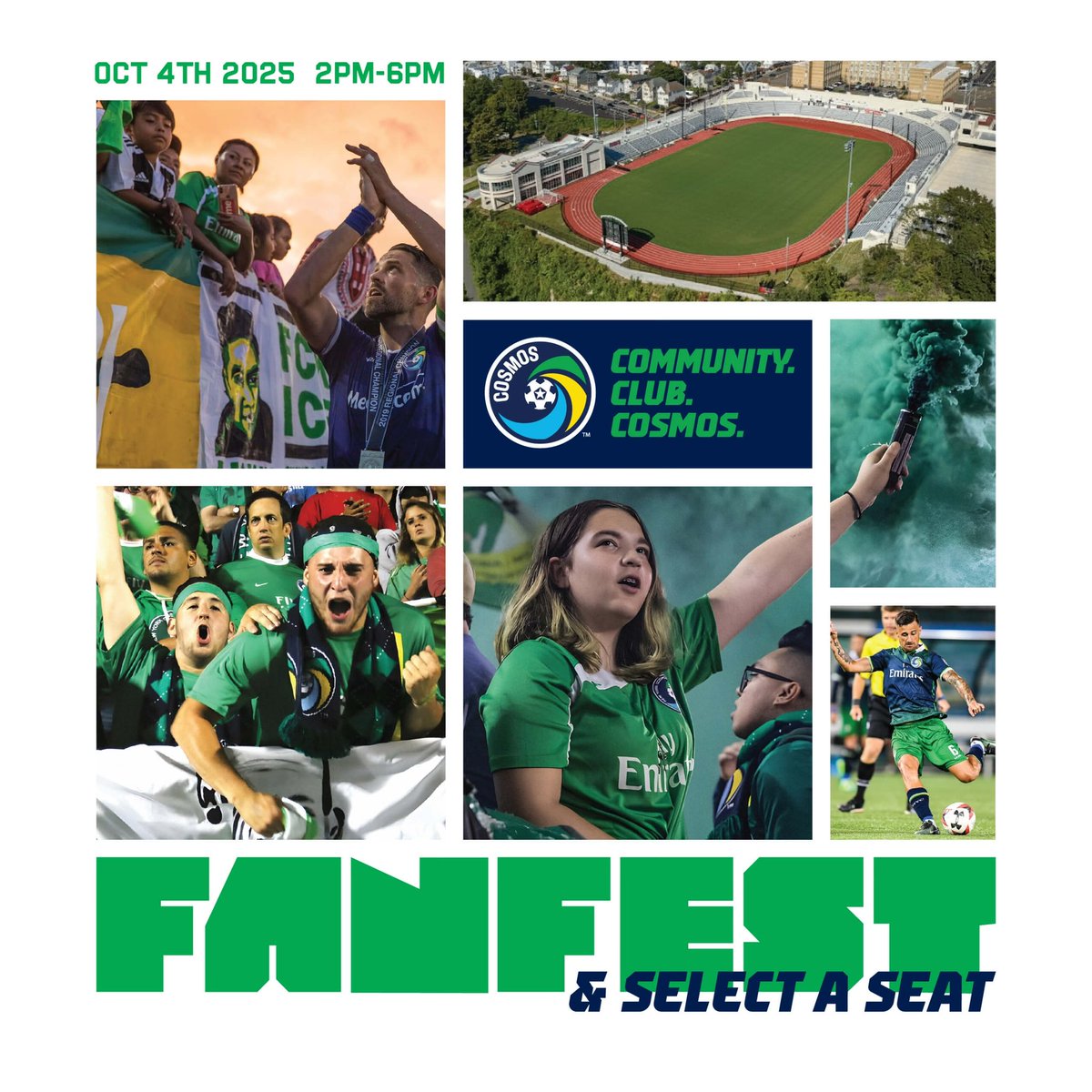 Cosmos Fan Fest and Select-a-Seat is here.
📍 Hinchliffe Stadium
🗓 Sat, Oct 4 | 2–6 PM | Free admission

Youth clinics, food, music &amp; more — plus the first chance to secure your 2026 membership plan.
Be part of Cosmos history: vivenu.com/event/cosmos-f…