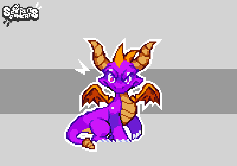 Happy #SpyroCommunityDay
Here's the purple dragon(Got a little creative with his shape language)🐲🔥
#Spyro #Pixelart #ドット絵